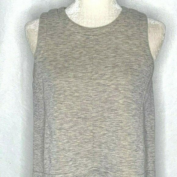 Madewell Anytime Scuba Dress S Heather Grey A Line Sleeveless Back Zip Raw Hem - Picture 2 of 5